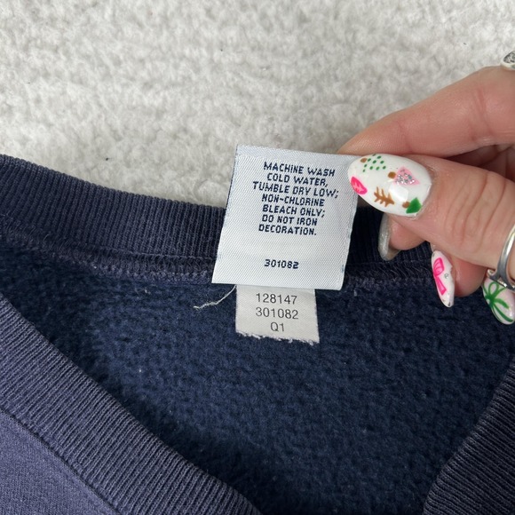 Vintage Old Navy Sweatshirt Mens Large Navy Blue Fleece Crewneck 90s Logo Y2K - Picture 7 of 13